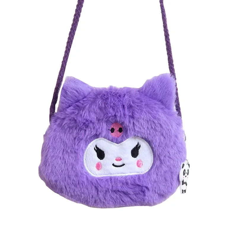 Sanrio Crossbody Coin Purse para meninas, Kuromi MyMelody, Plush Cartoon, Crianças, Estudante, Fofo