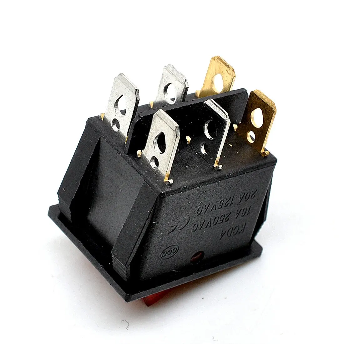 5pcs KCD4 AC 250V 16A Red Light 6P Terminals ON/Off Double SPST 2 Way Snap in Boat Rocker Switch