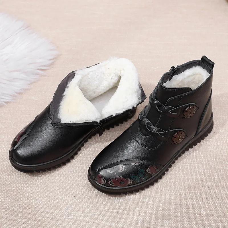 GKTINOO 2024 Genuino Del Cuoio di Modo di Inverno Delle Donne Stivaletti di Lana Calda Femminile Stivali Da Neve Della Piattaforma Casual Scarpe Da