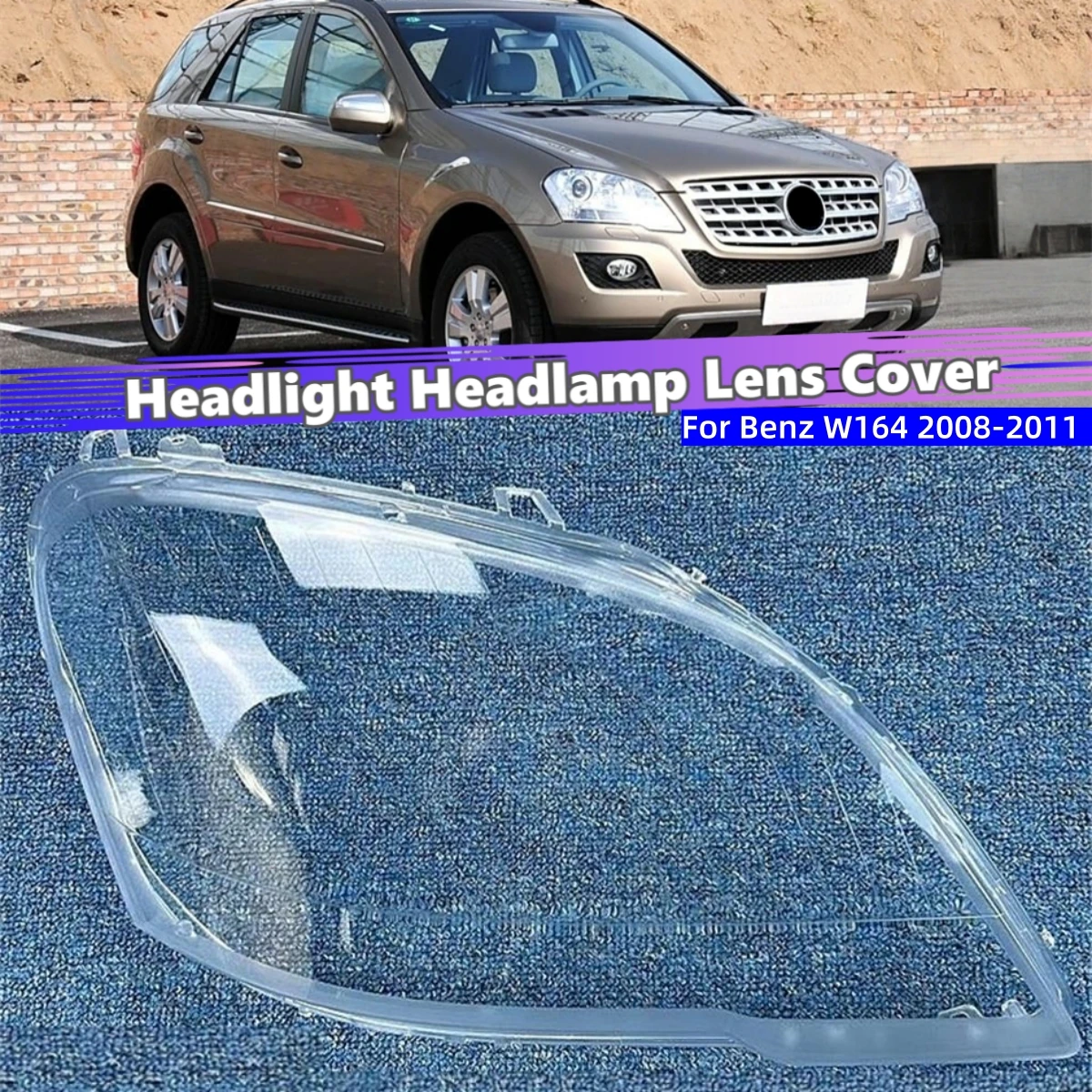 

For Mercedes Benz W164 ML300 ML350 ML500 2008 2009 2010 2011 Car Interior Replacement Parts Lights Cover Headlight Lights Glass