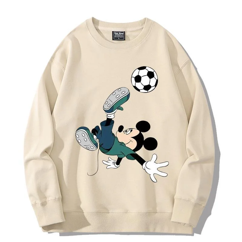 Disney Mickey Mouse Sweatshirt Cartoon Fashion Man Woman Print Long Sleeves Tops Autumn Winter Couple Casual Pullover Woman Gift