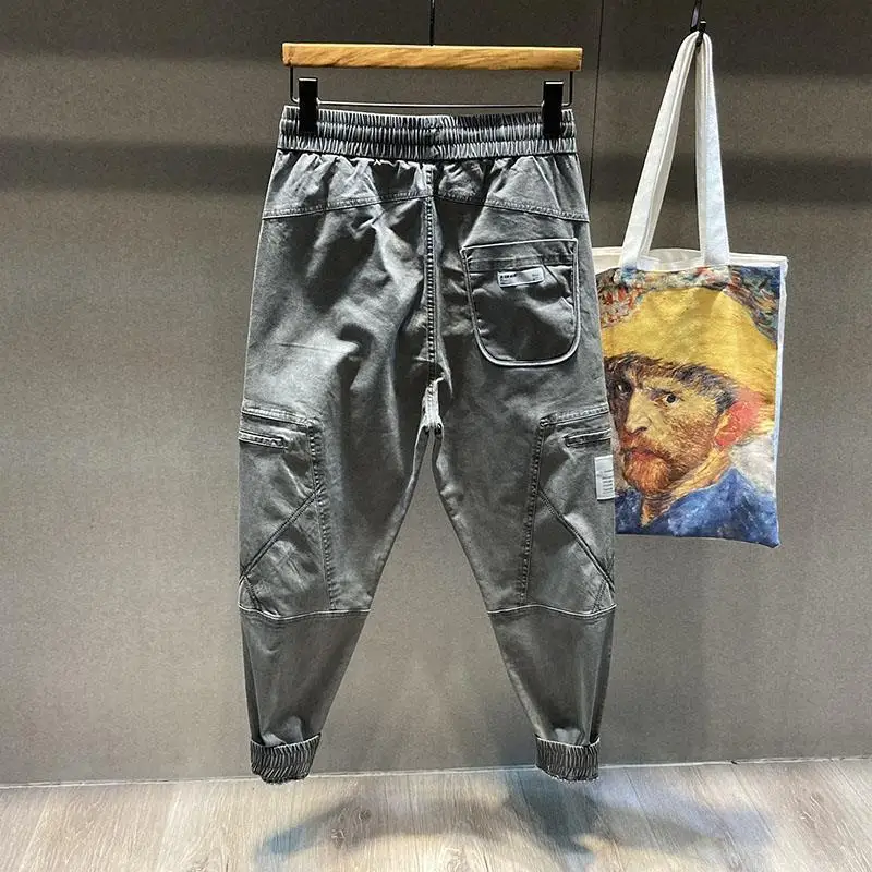 Outdoor 2022 Frühling Herbst Multi Tasche Baumwolle Overalls männer Lose Bein Track Casual Hosen Mode Kordelzug Cargo Hosen