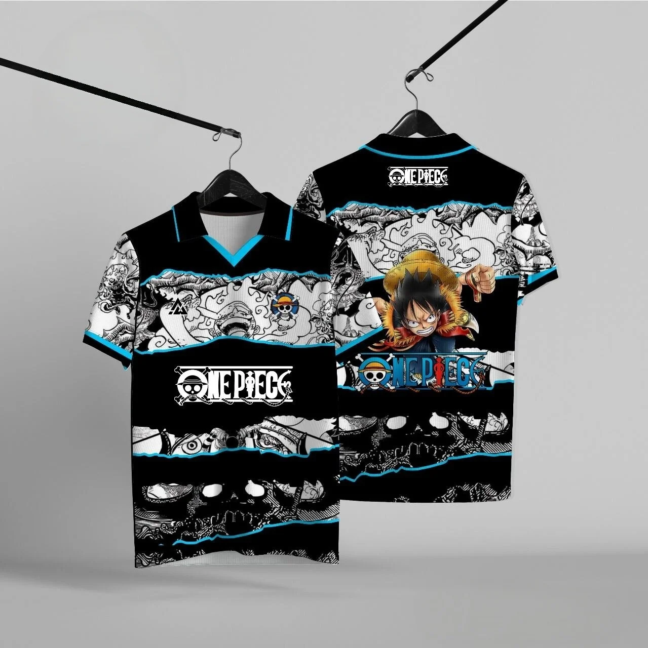 2026 New Japanese Anime One Piece Luffy Men's Stand Up Collar Breathable and Comfortable Outdoor Sports Football Jersey
