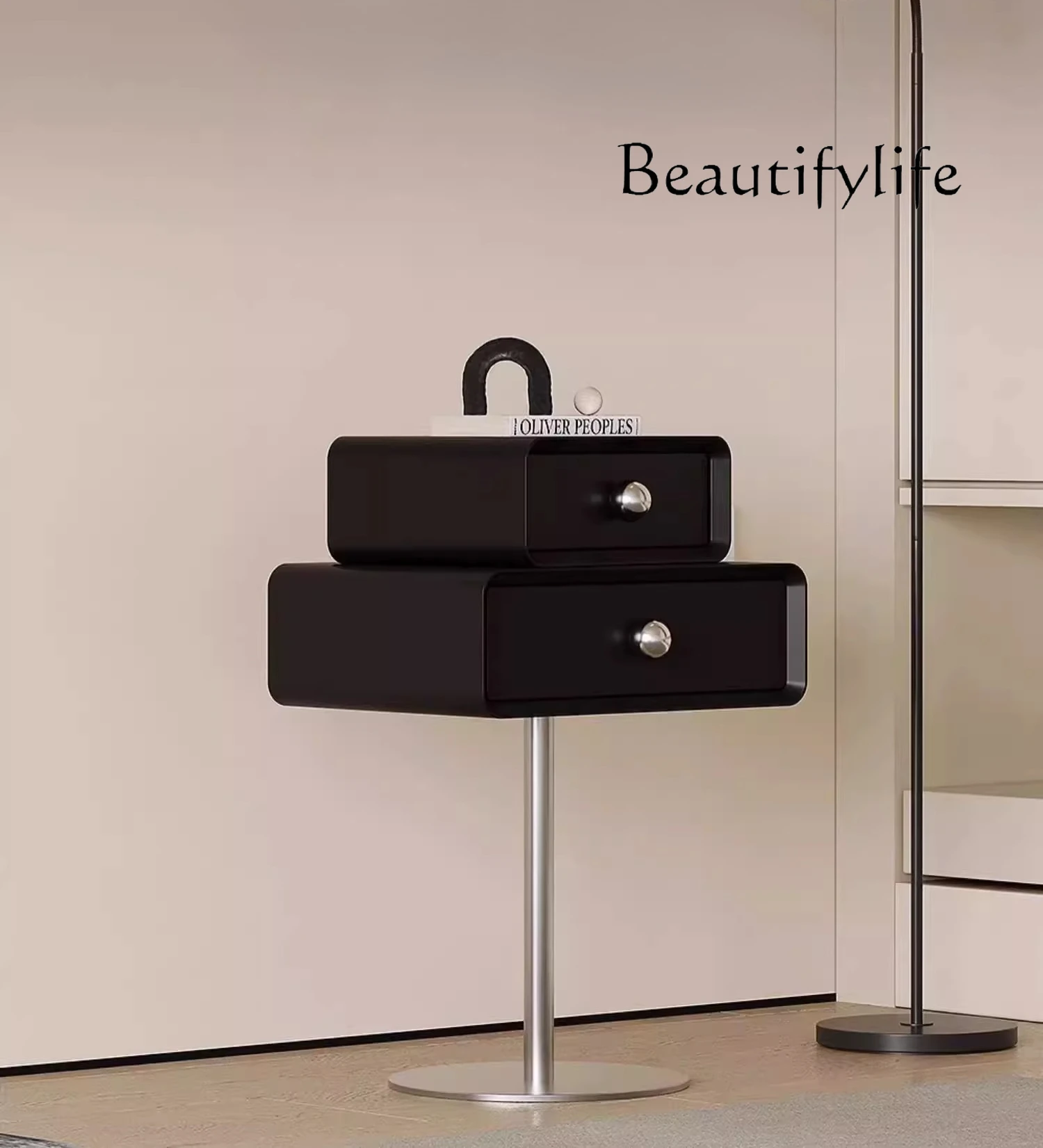 

Italian minimalist rotating bedside table designer sofa side storage bedside table bedroom storage