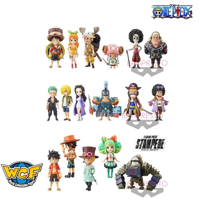 

BANDAI Original Banpresto One Piece WCF STAMPEDE Luffy Sabo Ace Nami Robin Franky Zoro Anime Action Figures Toys Kids Gift Model