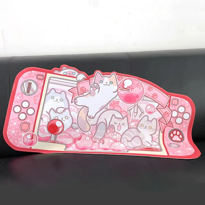 Kawaii Mousepad Cute Cat Desk Pad NS Switch Keyboard Gaming Mat XXL Large Mat Pastel Pink Cute Anime Desk Blotter Protector