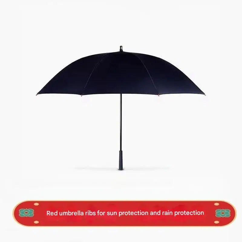 

For Tesla Red Bone Fiberglass Golf Umbrella Double Sunshade Rainproof Windproof Straight Handle Business Long Handle Umbrella