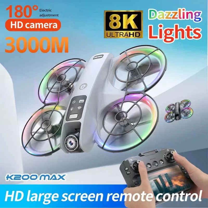 새로운 K200 MAX 드론, 8K UHD 카메라, 대형 화면, 브러시리스 모터, 긴 비행 시간, 듀얼 카메라 쿼드콥터, 항공 사진 촬영용
