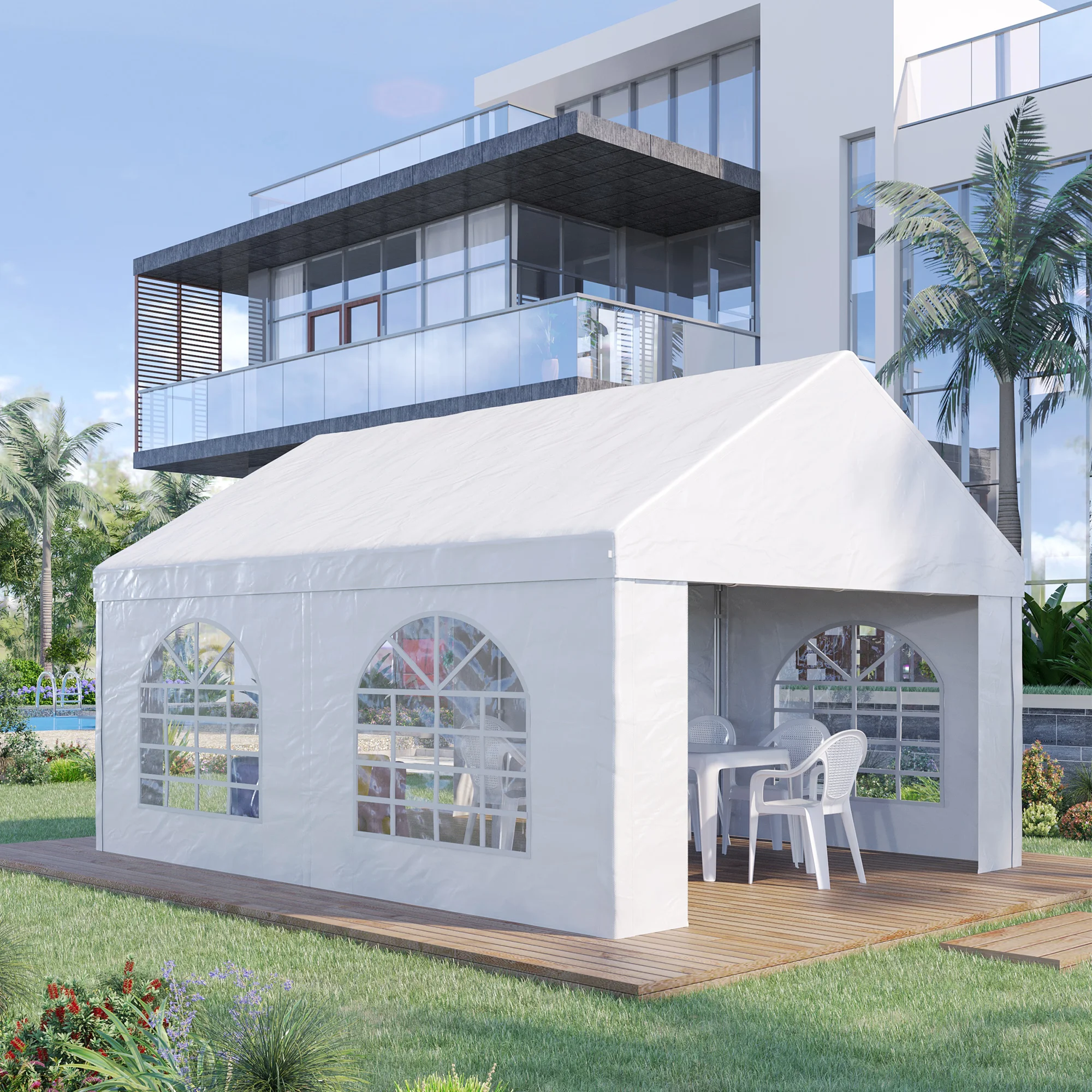 

Home & Outdoor Party Tent, Waterproof Gazebo, Mesh Screen Windows for Wide View, Easy to Assemble and Disassemble