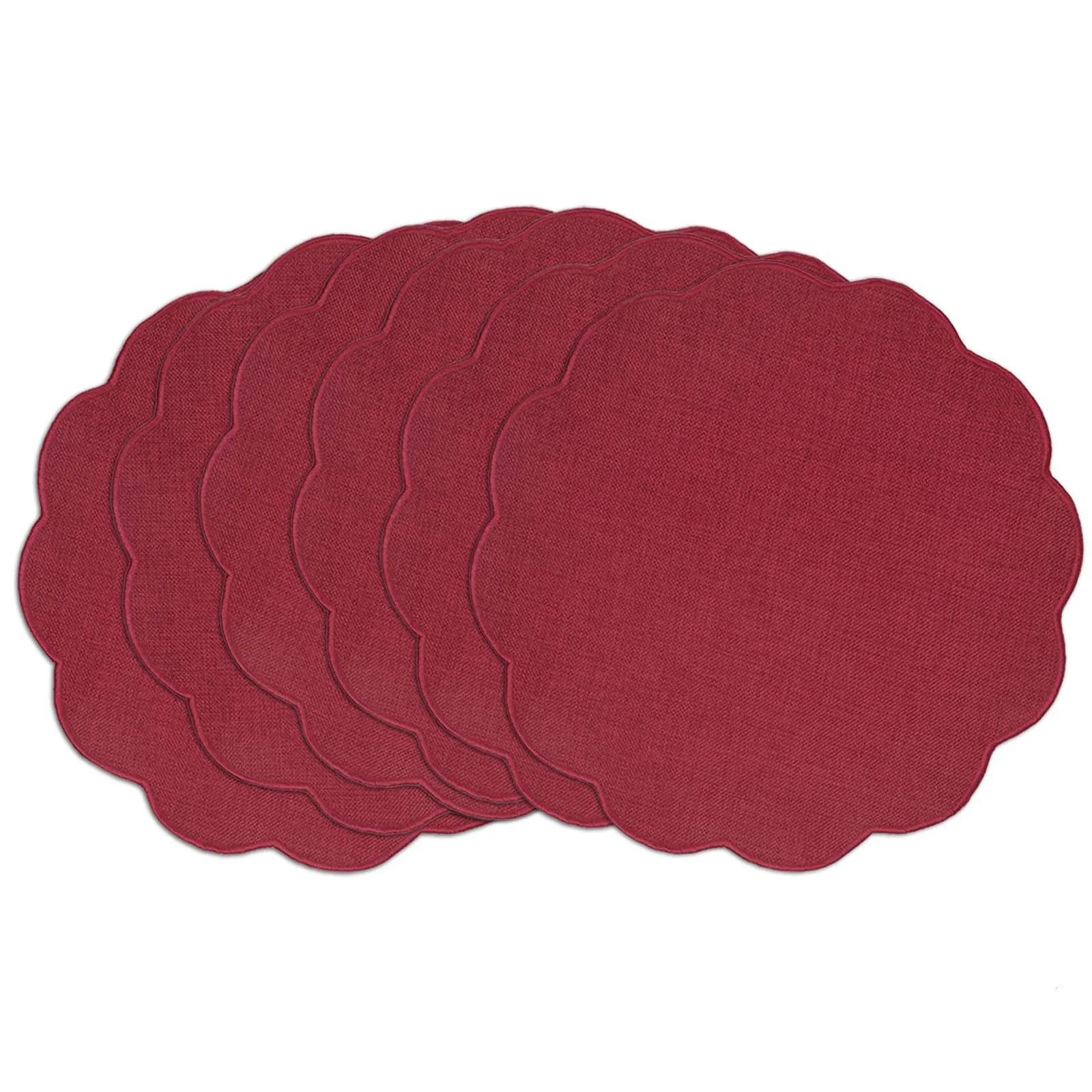 

15 Inch Round Faux Linen Placemats Heat Resistant Non-Slip Stain Proof Table Mats for Kitchen Dining Elegant Decor Place Mats