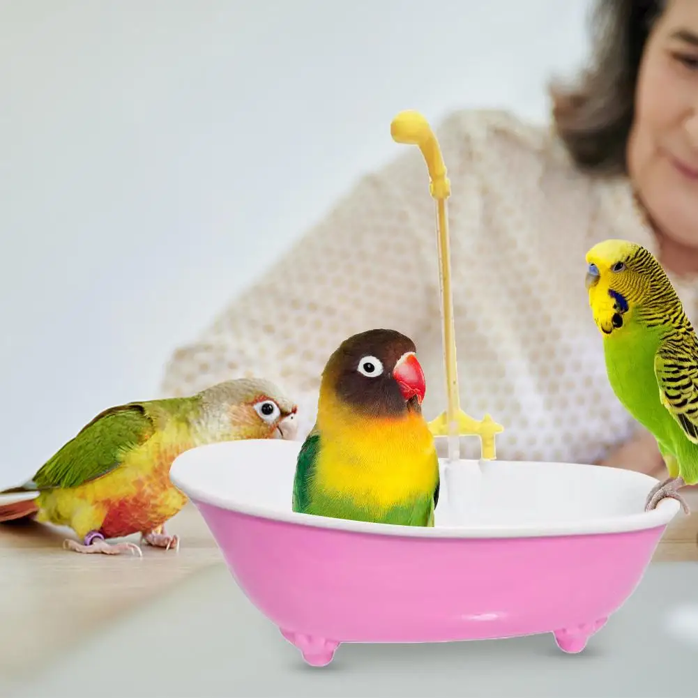 Pet Parrot Bathtub Electric Shower Summer Bird Bathing Feeder Tub Accessories Parrot Plastic Bowl Shower Bird Bath C9W2