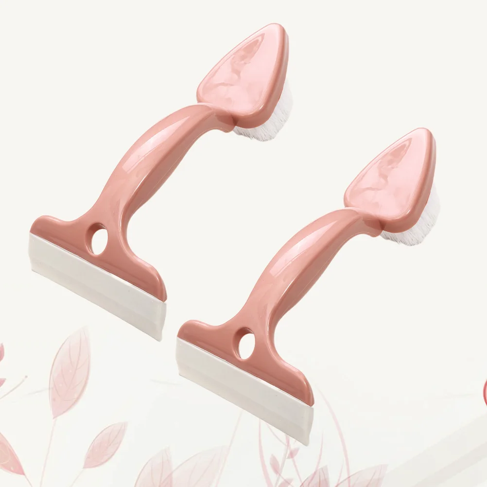 

2Pcs Cleaning Brush Double-Headed Tile Floor Bathroom Tool Durable Plastic Hanging Hole Toilet Glass Scraper Tile Cleaning