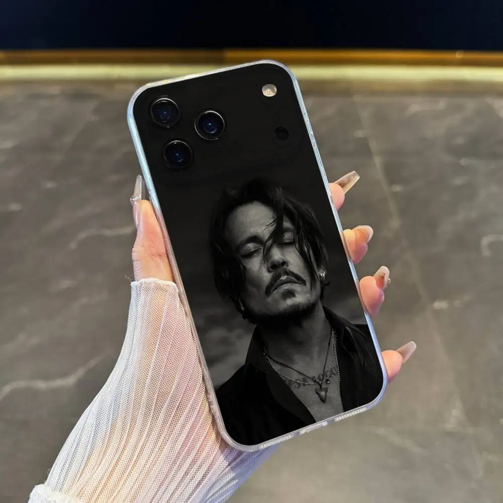 حافظة هاتف J-Johnny Depp لهاتف iPhone 17,16,15,14,13,12,11 Pro,Max,Plus,X,XS,XR,SE4,E غطاء ناعم شفاف صغير