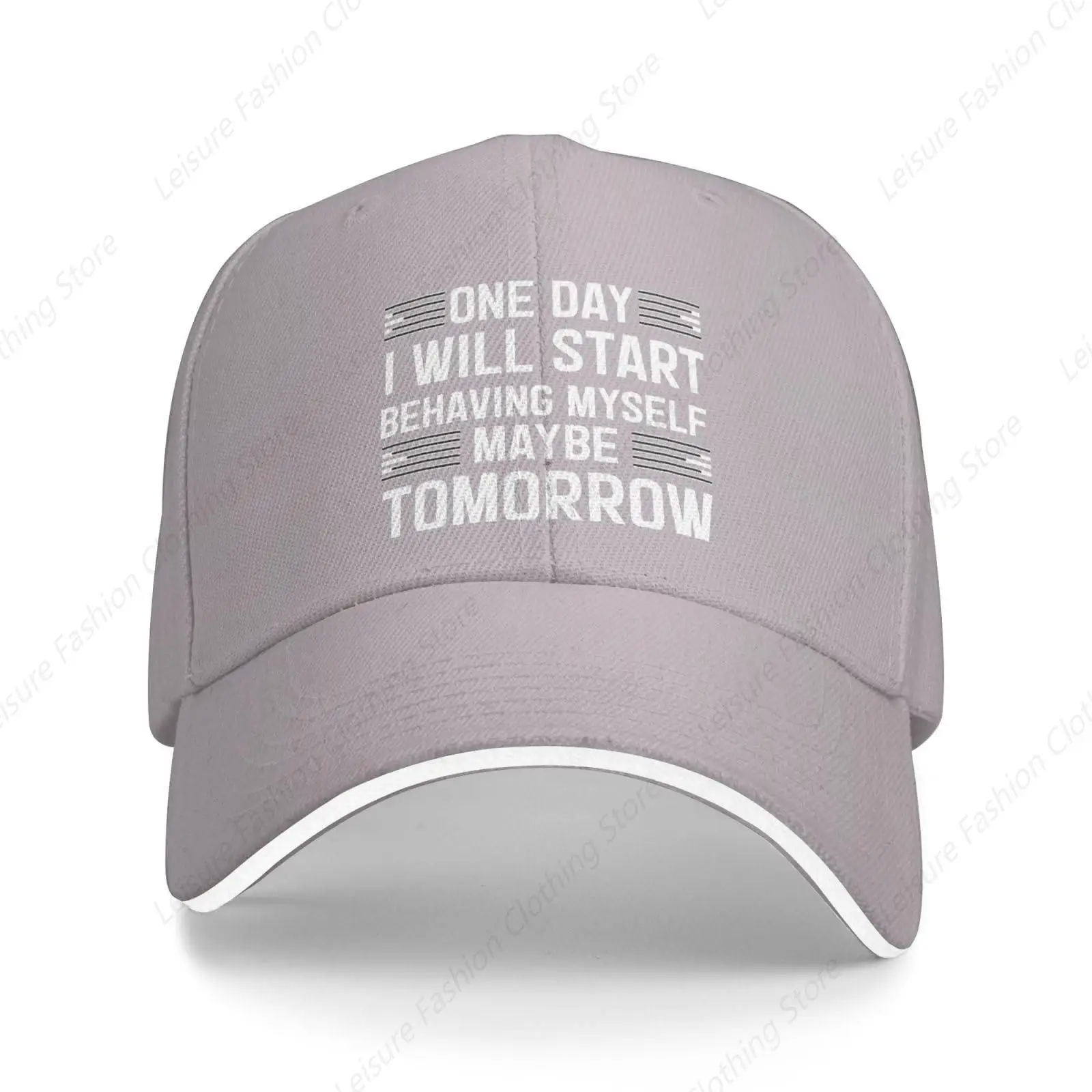 One Day I Will Start Behaving Myself Maybe Tomorrow Trucker Baseball Cap for Men Women Hat Sandwich Brim Dad Hats