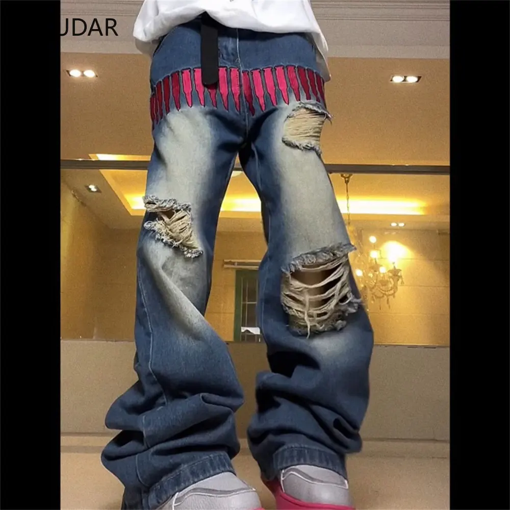 

2022 Vintage Skinny Jeans Men Streetwear Destroyed Ripped Jeans Homme Hip Hop Broken Pencil Biker Denim Pants Hole