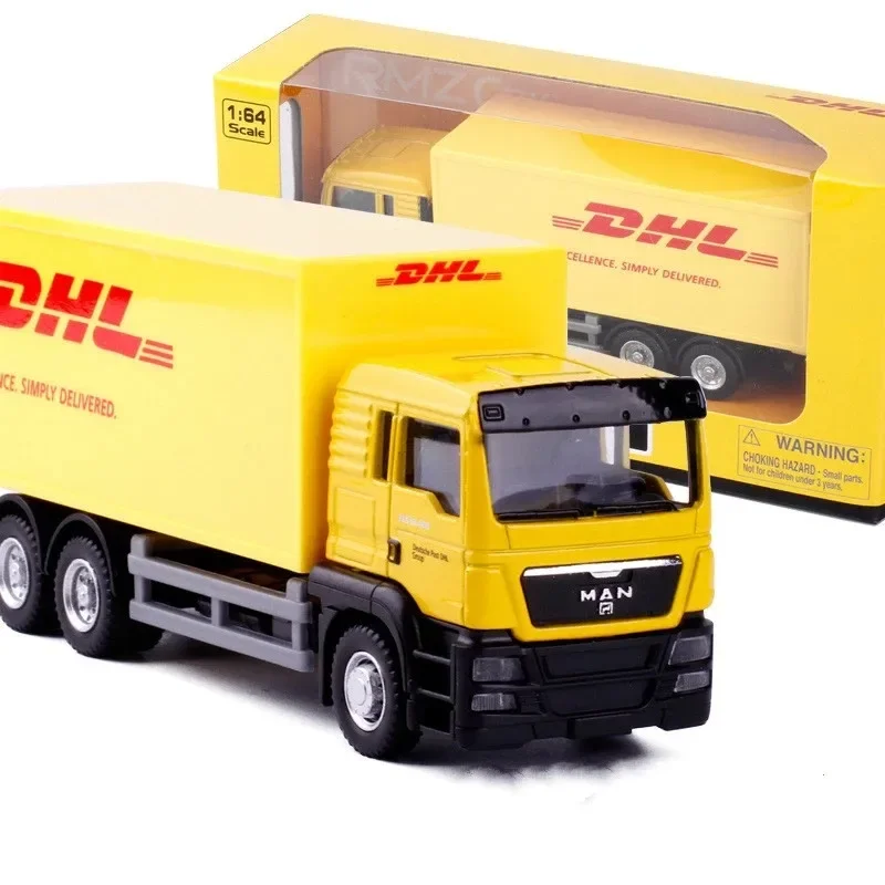 1/36 DHL Truck  Model Simulation  Toy Vehicle Alloy Pull Back Mini Car Replica Authorized Die Cast Toys Collection