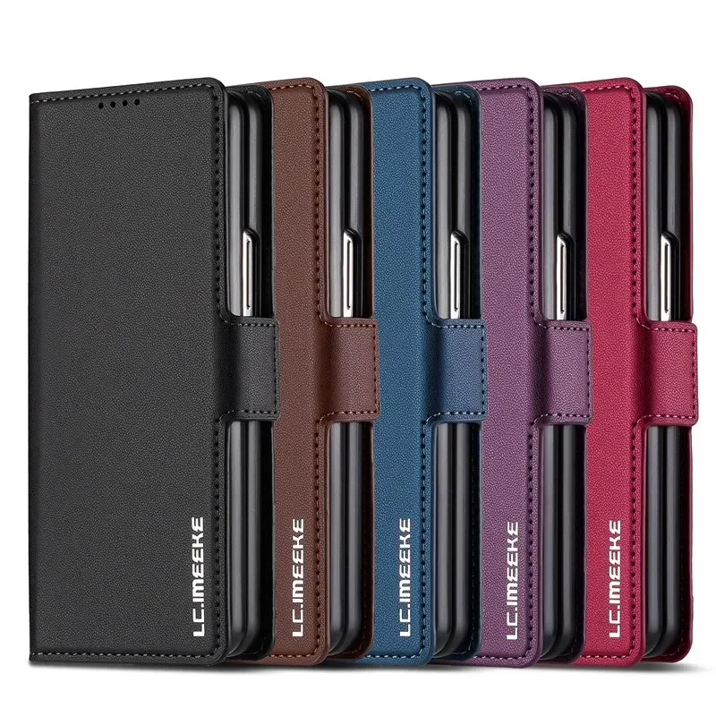 Magnetic Flip Leather Phone Case for Samsung Galaxy Z Fold 7 6 5 4 3 5G Fold6 Fold5 Fold4 Wallet Card Cover Etui Coque