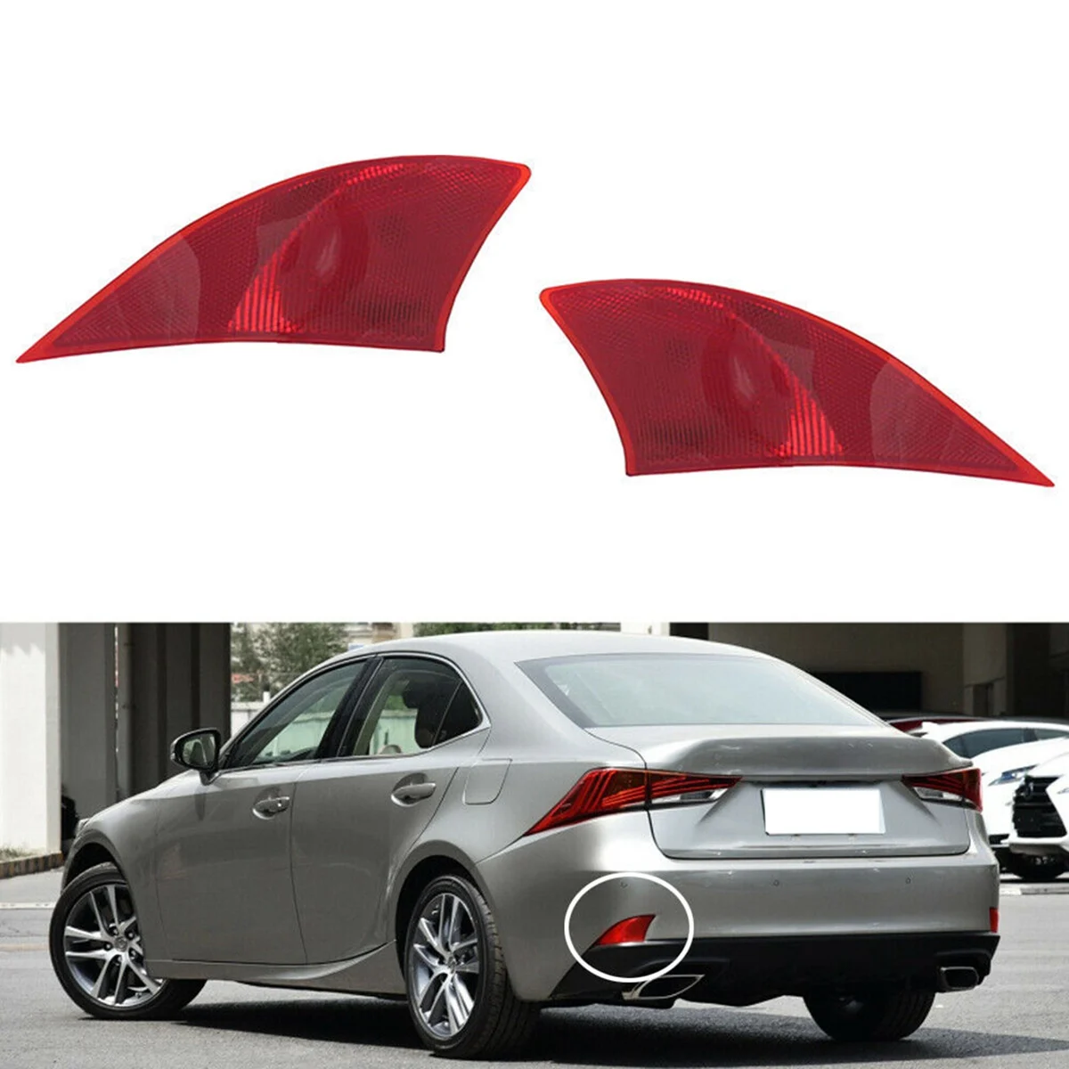 

B07A-2Pcs Car Rear Bumper Reflector Light for IS250 2014-2015