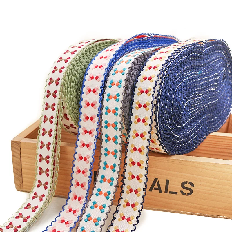 

5Yards Or 50Yards 2CM South Korea Lovely Heart Lace National Embroidered Jacquard Ribbon Handmade DIY Hairpin Ornaments