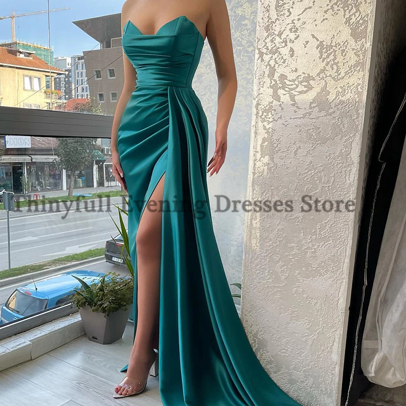 Thinyfull-Vestidos de Noche formales para baile de graduación, vestido de fiesta con escote Corazón, abertura alta hasta el suelo, vestidos de graduación de cóctel de sirena, talla grande