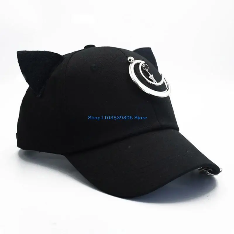 

400A Women Modern Kitten Ears Baseball Hat For Girls Women Versatile Kitten Ears Adjustable Hat Cats Ear