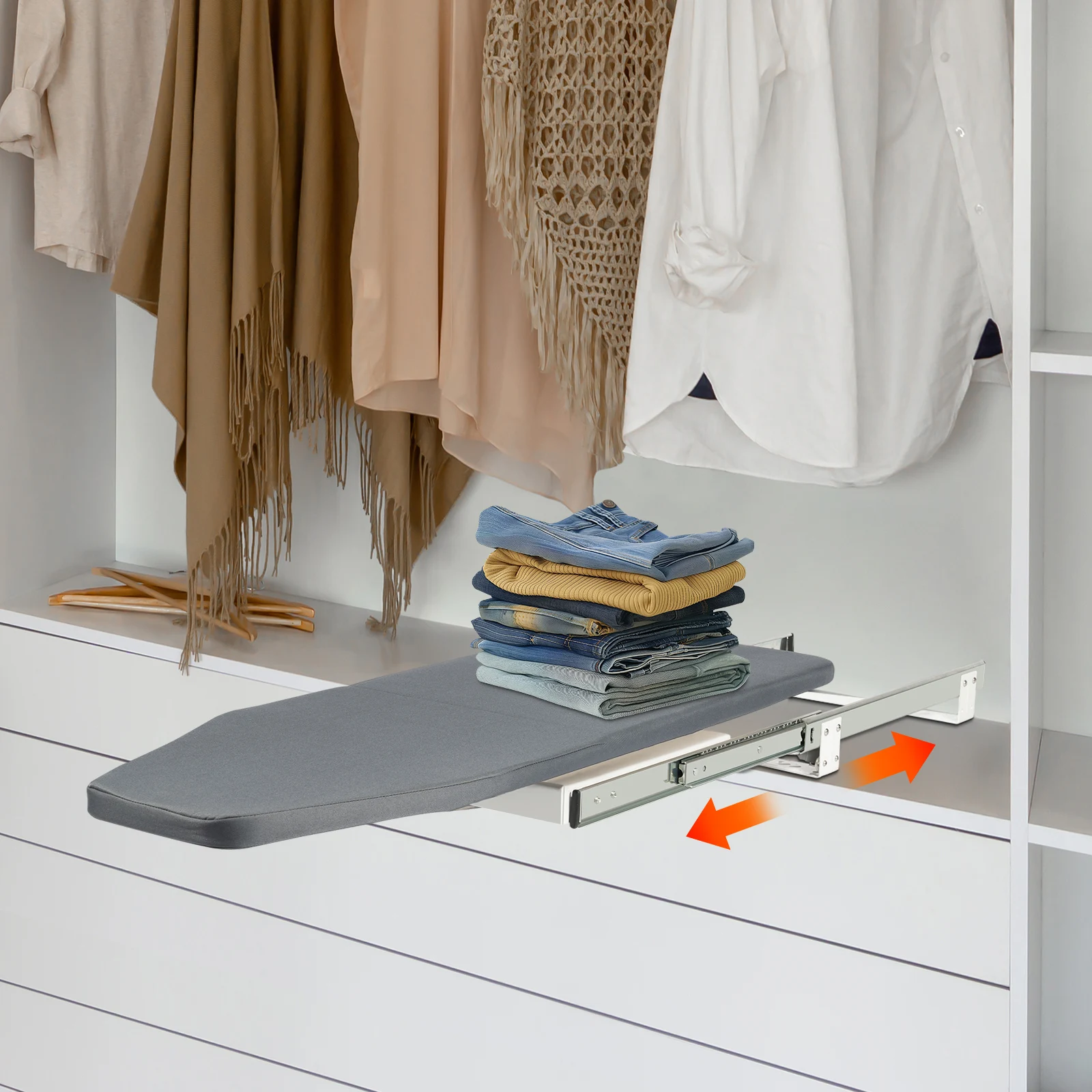 

Foldable Ironing Board 180° Rotating Cabinet-Mounted Ironing Tool 45kg Load-Bearing Ironing Board for 57*45*17cm Cabinet