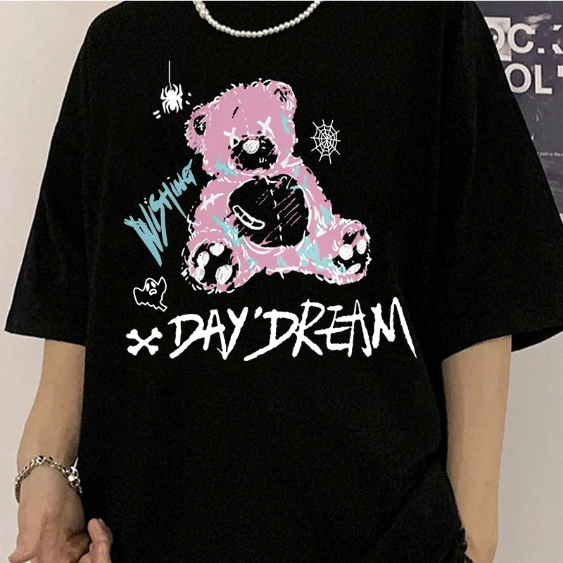 

Футболка женская в стиле Харадзюку, Готическая Милая рубашка в стиле аниме, топ в стиле хип-хоп с коротким рукавом, свободная Спортивная майка для бега