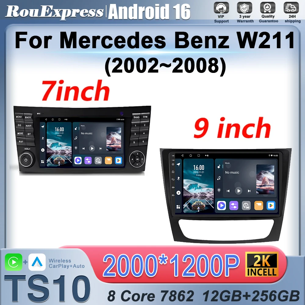 Android For Mercedes Benz W211 2002-2008 wireless Bluetooth Carplay Multimedia Video Player Head Unit 2Din Car Radio Samochodowe