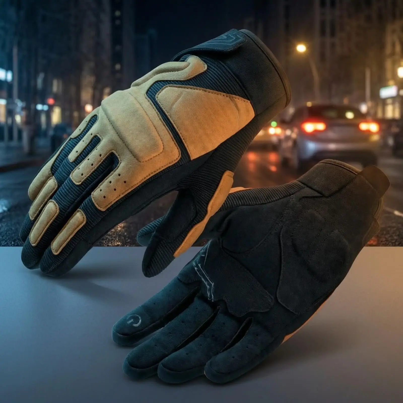 Motorcycle Riding Gloves Breathable Mesh PU Nylon Palm Protection for Cycling Scooter Commuting