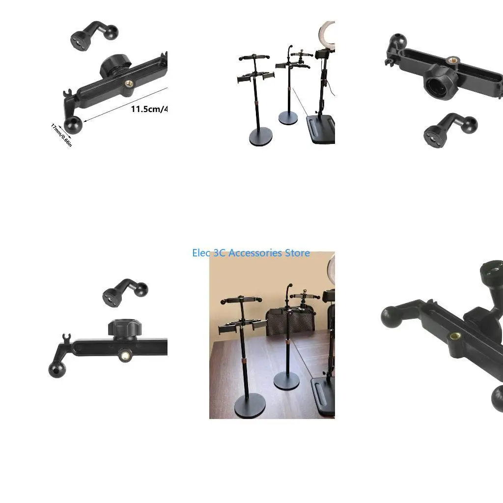 Y51A Double 17mm Ball Head Joint Splitter with 1/4 Extension Car Mounts Live Broadcast Equipment Multiple Adjustment