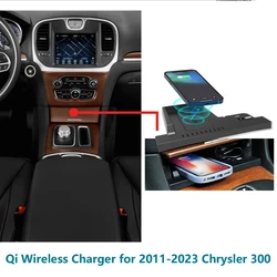 Qi Car Wireless Charger For Chrysler 300 2011 2012 2013 2014 2015 2016 2017 2018 2019-2023 15W Phone Charging Pad Accessories