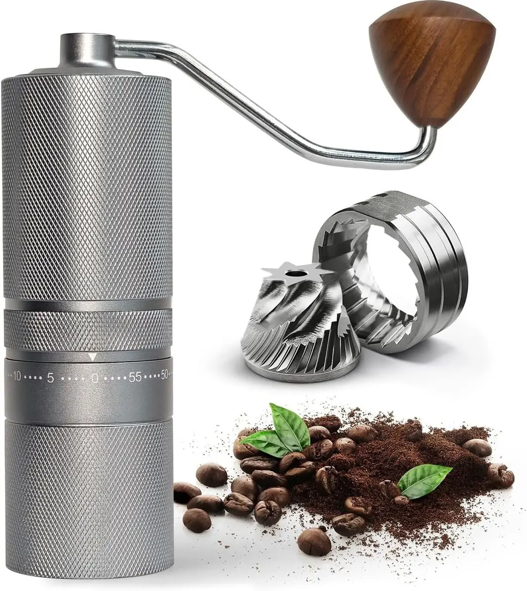 

Manual Coffee Grinder with 7-Star Burr, Adjustable for Espresso, French Press, Travel & Home Use