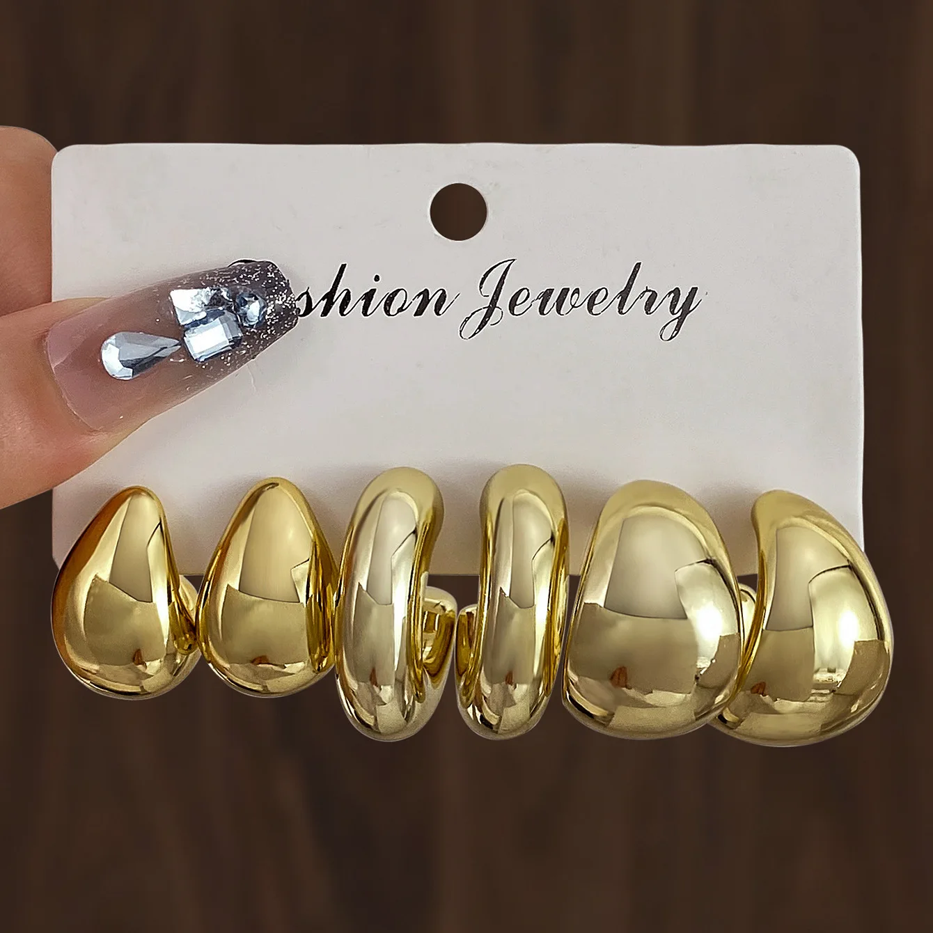 LATS 6pcs/set Chunky Gold Plated Vintage Minimalist Smooth Circle Hoop Earring Set for Women Bohemia Fashion Jewelry Gifts