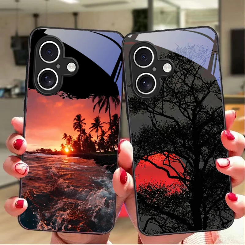 

Starry Sky Pattern For Apple IPhone 16E 16 E 11 13 15 P Ro 14 Pro Max 12 Mini 7 8 Plus XR XS Black Tempered Glass Phone Case