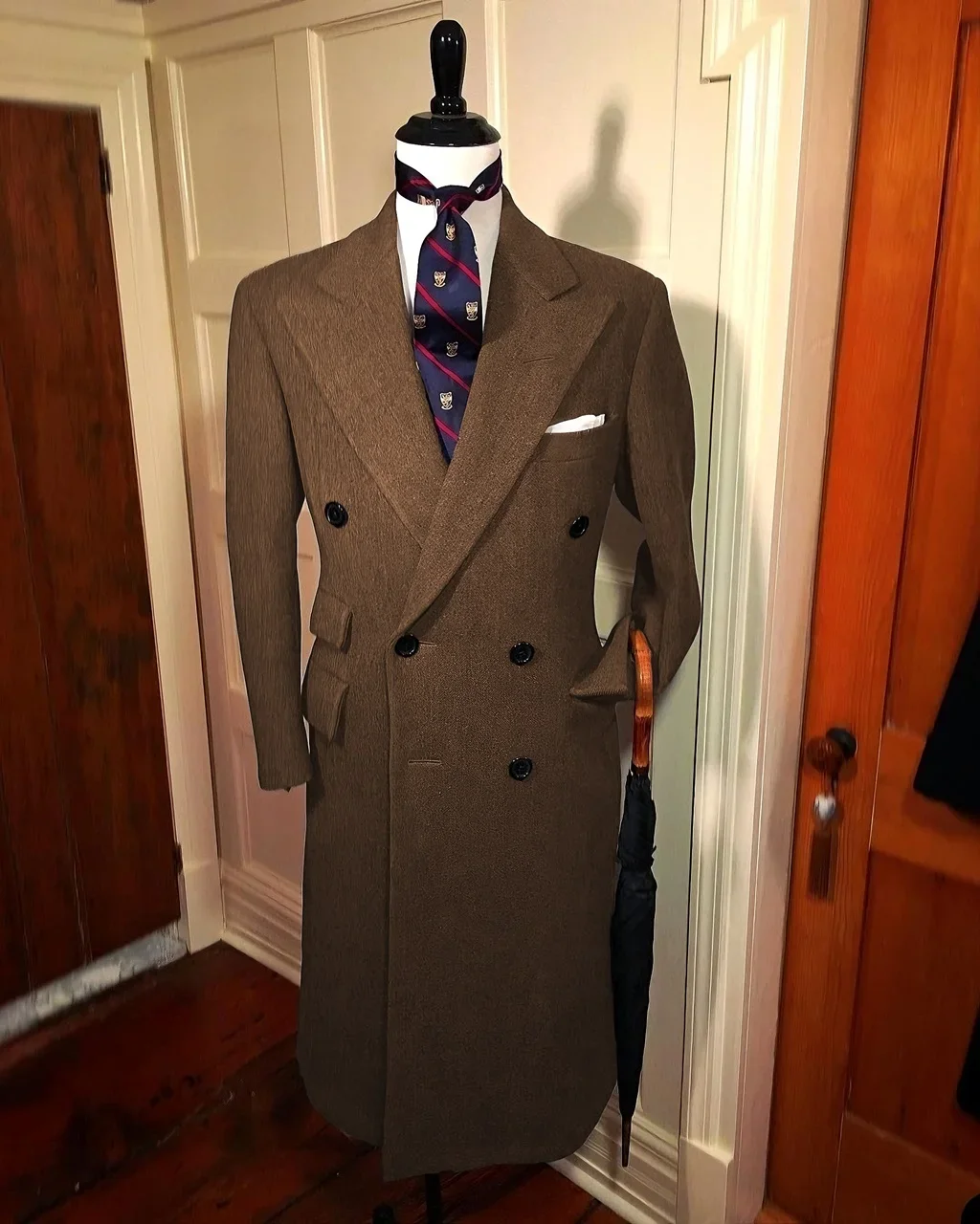 Formal Man Trench Coat Customized Single Blazer Full Man Terno Peak Lapel Long Coat Daily Business Elegant Men\'s Winter Jacket