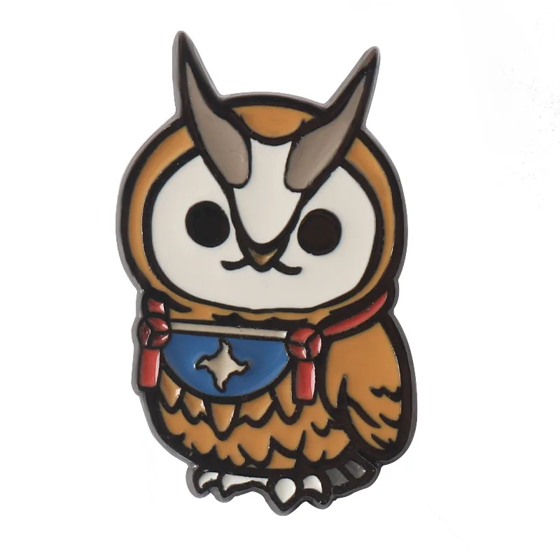 Game Monster Hunter Brooch Anime Cat Wolf And Owl Badge Lapel Unisex Clothes Denim Button Props Gifts image 3