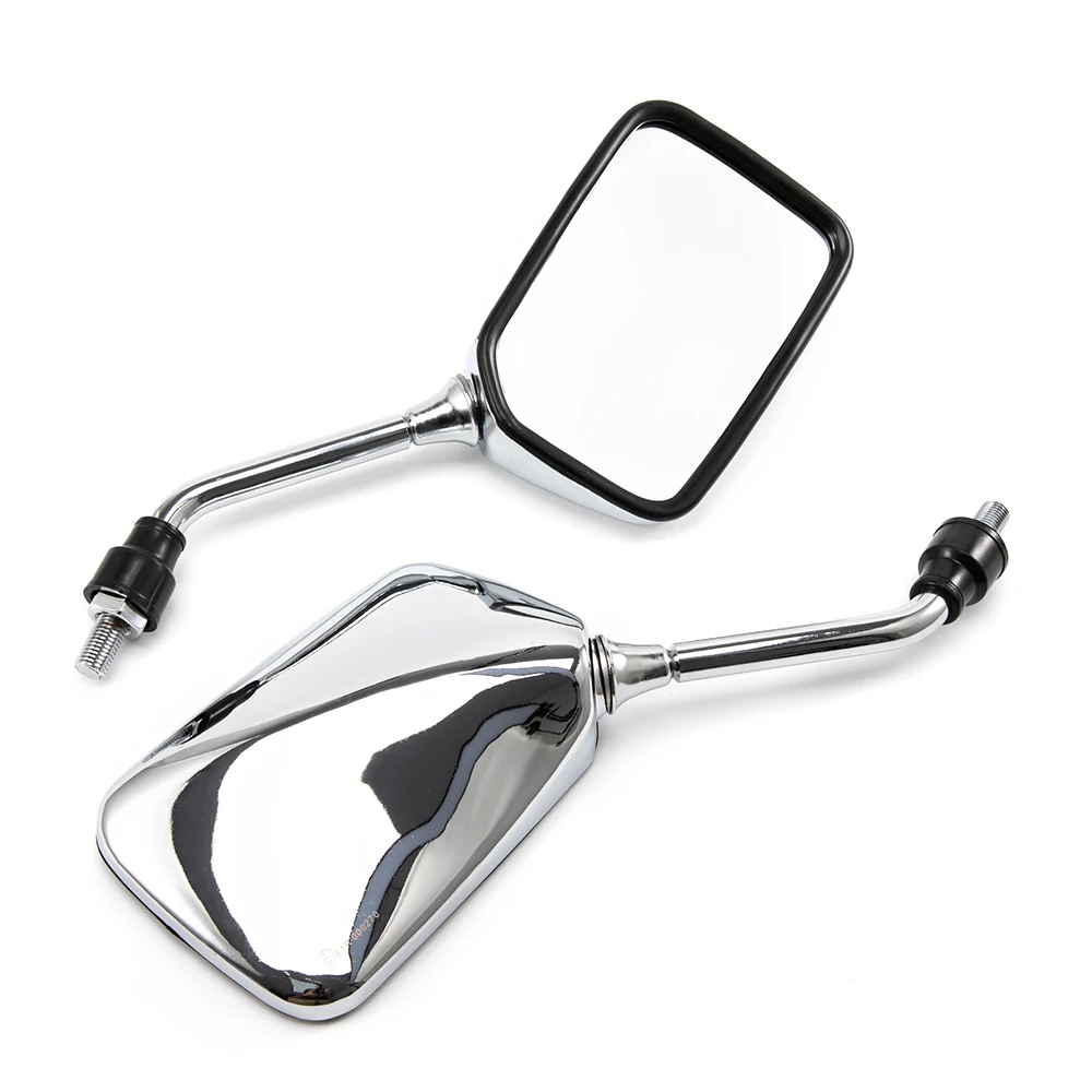 10mm Retro Rectangle Metal Motorcycle Rearview Side Mirrors Chrome Universal For Honda Retroviseur Motorcycle Accessories