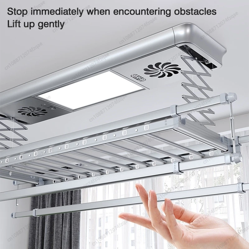 Indoor Electric Remote Control Lifting Retractable Folding Clothes Drying Rack Aluminum Alloy Electric Smart Clothes Drying Rack