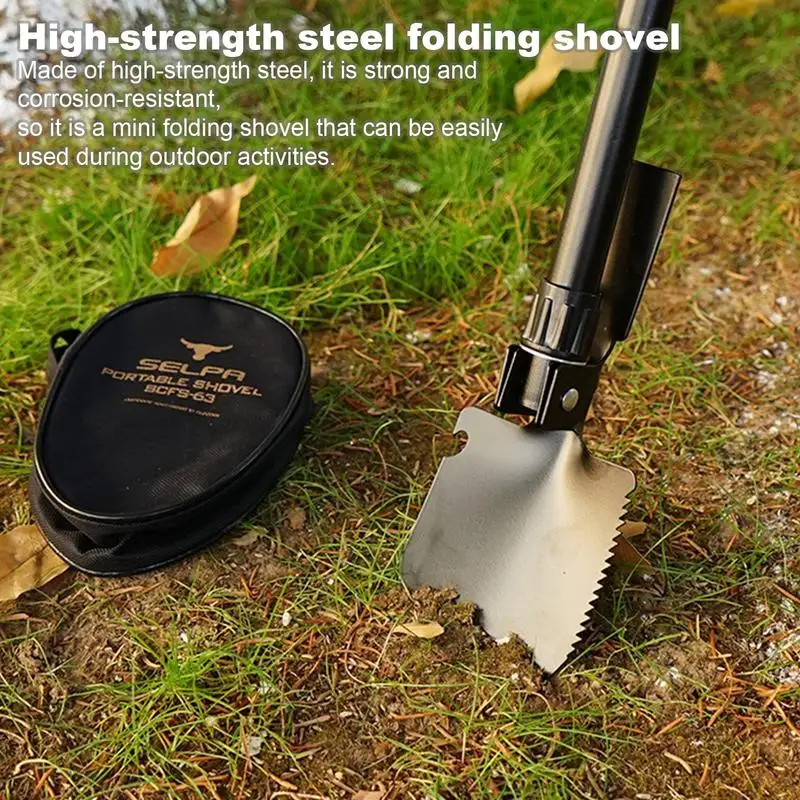 

Multifunctional Folding Shovel Survival Spade Hoe Portable Military Shovel With Oxford Cloth Bag For Outdoor Camping Hiking