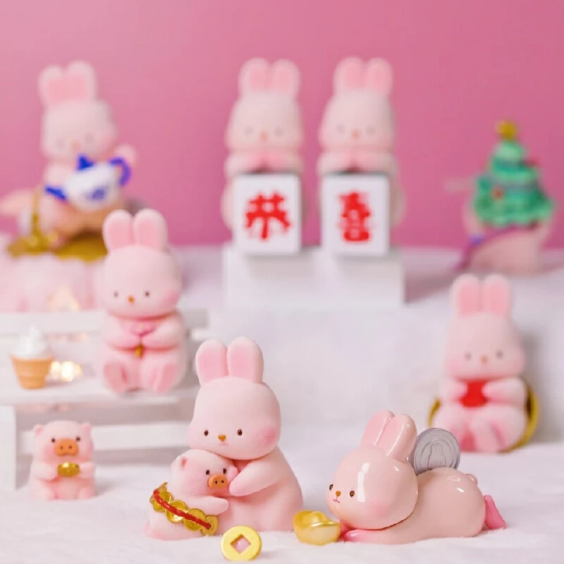 

New Limited Stock Genuine Momo Touching Rabbit Congratulates Jinxi Series Blind Box Cute Toys Kawaii Ornaments Gift Decoration