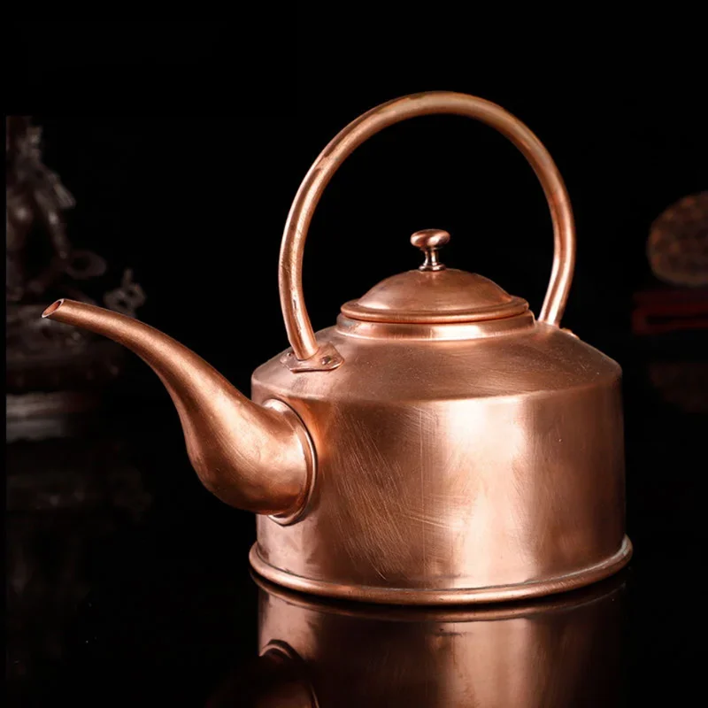 2L/3L Handmade Red Copper Teapot Tibetan Long Mouth Copper Kettle Boiling Water Kettle Kitchen Cold Kettle Pure Copper Tea Set