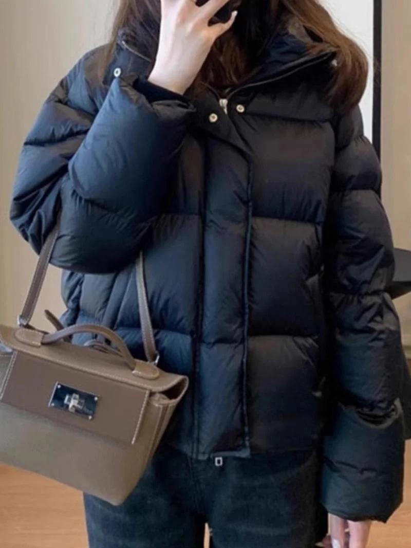 

Женская утепленная куртка ROUJE KEFSS с капюшоном, свободного кроя, на молнии, зимняя верхняя одежда, универсальная повседневная модель с длинными рукавами