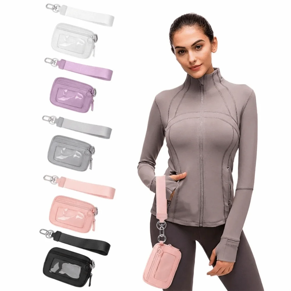 Novas Carteiras de Pulso com Janela Transparente para Identificação, Leves e Portáteis, com Zíper para Moedas, Bolsa para Cartões com Fecho de Zíper Multicolorido, para Yoga e Esportes