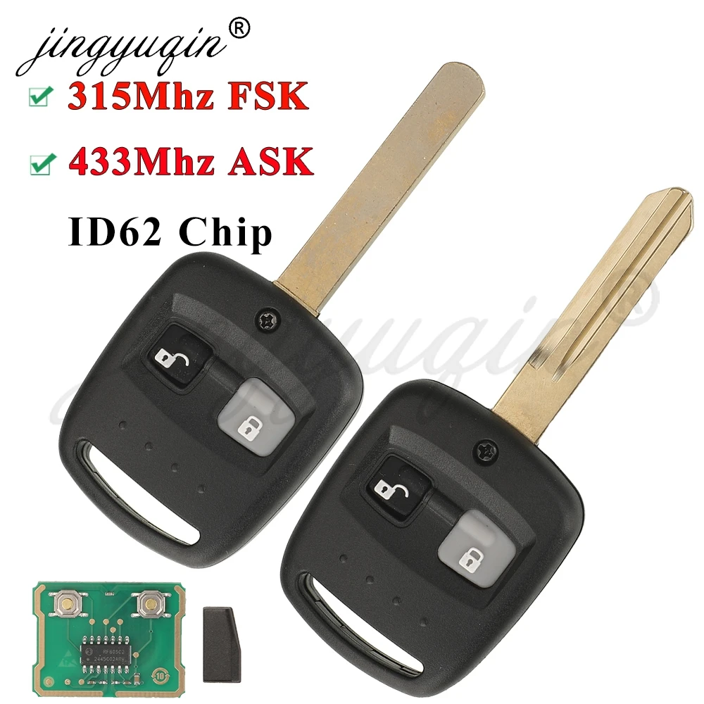 

jingyuqin For Subaru Forester 2000-2010 Impreza 2001-2007 315MHz FSK /433Mhz ASK 4D62 Remote Car Key Fob Control 2 Buttons