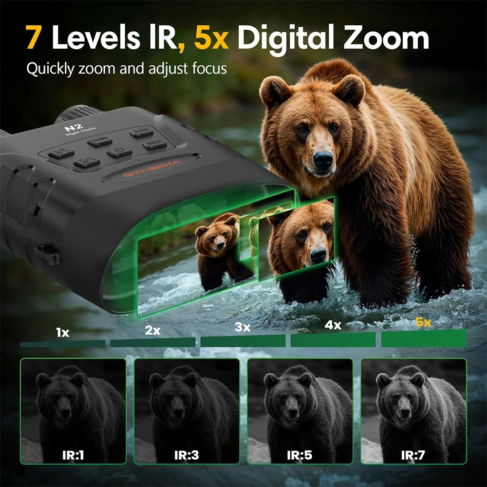 GTMEDIA N2 5X التكبير مناظير للرؤية الليلية HD صور فيديو سجل IR تلسكوب IP66 300M نظارات داكنة كاملة للصيد في الهواء الطلق #4