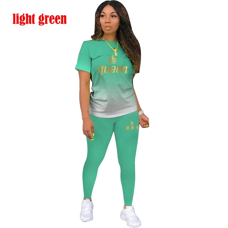 Fashion Women's Queen 2 Piece Set Jogging Suit Summer Casual Tracksuit Sportswear Female Sexy Outfits Short Suit