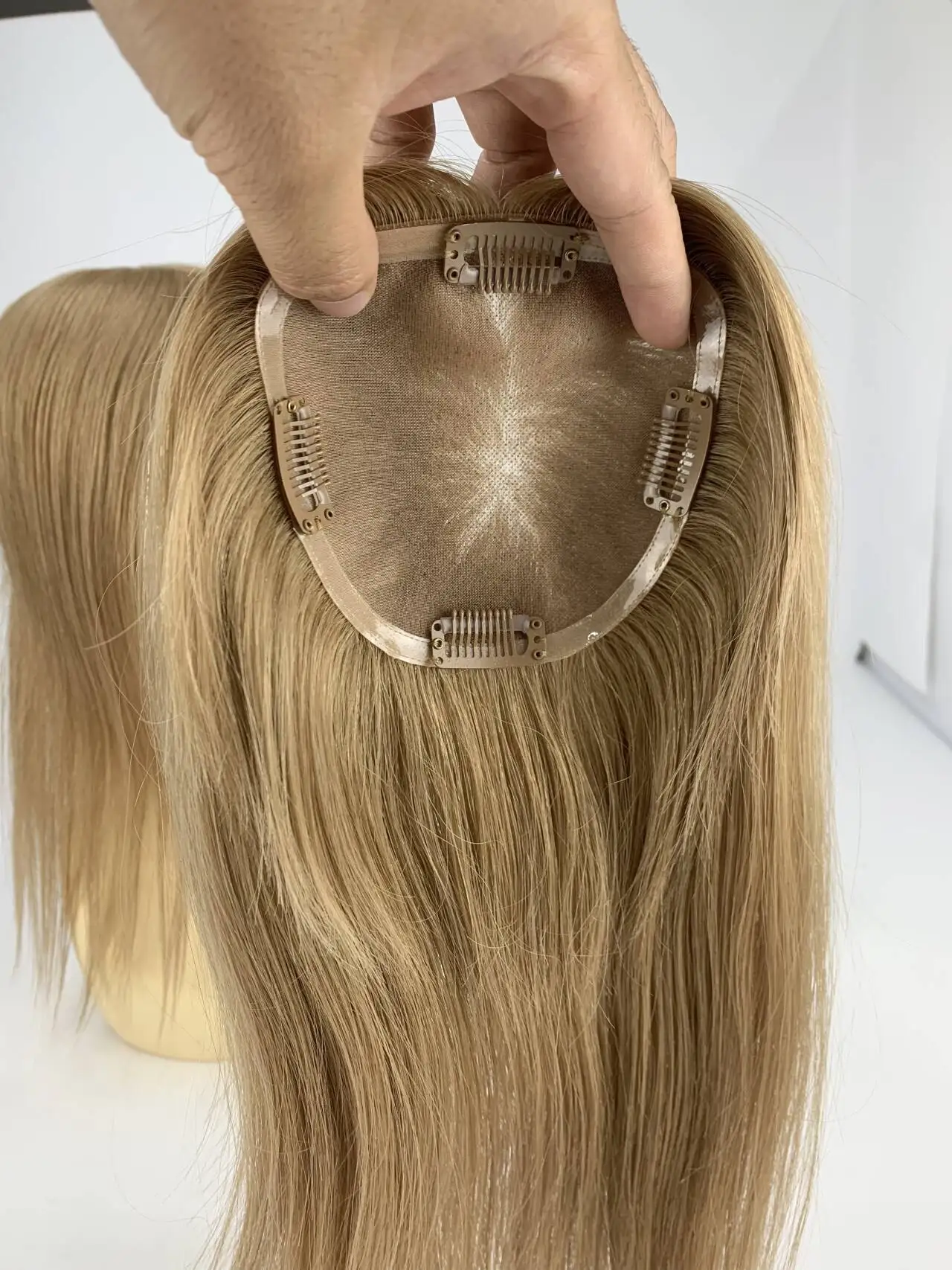 Clip-in 100% Human Hair Topper Swiss Lace Mono Base Hand Made | Breathable Hair Extensions |5*5 Inch Wholesale Price