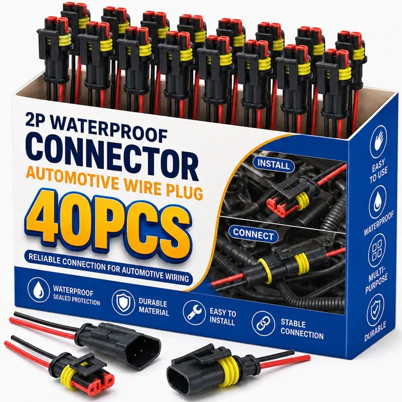 10-40Pcs Automotive Electrical Connector 2Pin Waterproof Wire Plug Flame Retardant Nylon Harness Quick Connection Car Motorcycle