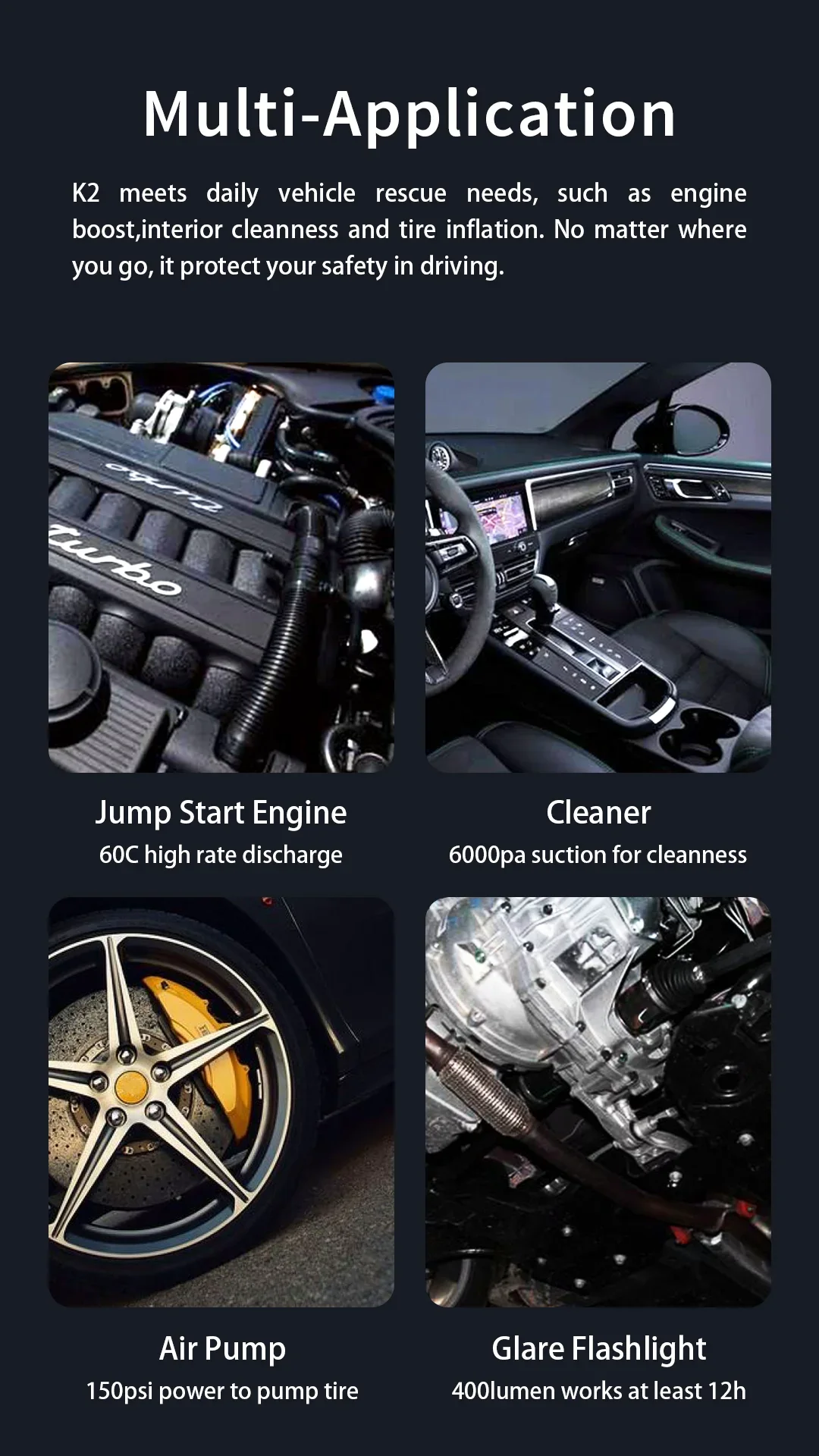 Multifunktions Tragbare Auto Starthilfe mit Auto Reifen Gas Versorgung Taschenlampe Staubsauger Reiniger Power Bank Für Lithium-Batterie