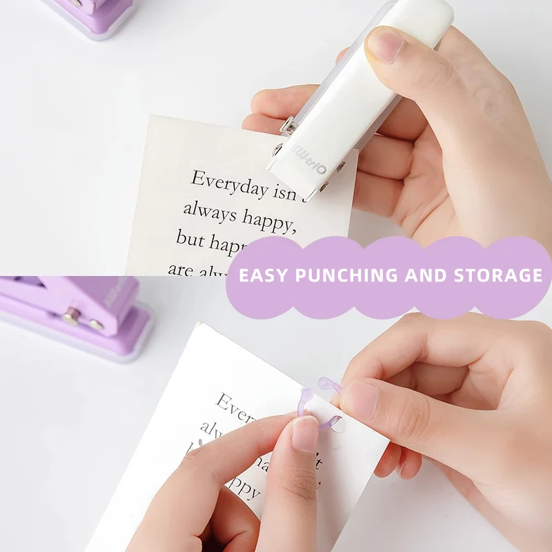 Perforatrice a foro singolo Perforatrice per cancelleria Cucitrice per fori di carta a fogli mobili Mini foro rotondo fai-da-te 20 pagine Documento portatile
